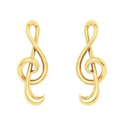 P.C. Chandra Jewellers 18k Gold Cross Stitch Musical Note Shaped Stud Earrings-image-71