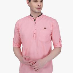 Kuons Avenue Men Pink Solid Straight Kurta-picture-20