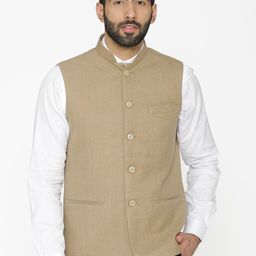 Wintage Men Beige Solid Nehru Jacket-11