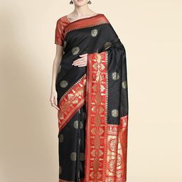 INDIOTSAV Women Woven Design Zari Silk Blend Banarasi Saree-picture-31