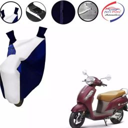 Auto Pearl Waterproof Two Wheeler Cover For Suzuki Access SE (White & Blue)-37