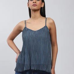 Label Ritu Kumar Navy Striped Spaghetti Top-picture-10