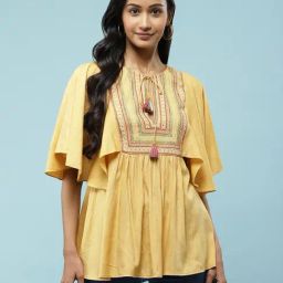 aarke Ritu Kumar Yellow Embroidered Top-image-45
