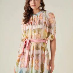 The Kaftan Company Peach Printed Cover-Up-image-89