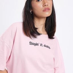 glitchez Classic Chic Typography Printed Oversized T-shirt-image-46