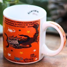 Rare Planet Orange Colored& White Scorpion Zodiac Printed Ceramic Matte Mug 300ml-image-21