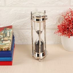 EXIM DECOR Silver-Toned Sand Timer With Watch & Compass-image-60