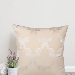 Home Cream & Silver Toned Ethnic Motifs Cotton Square Cushion Cover-image-96