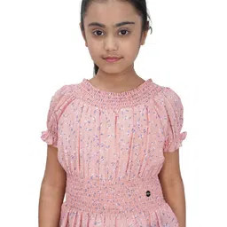 Tiny Girl Pink Floral Print Cinched Waist Top-picture-17