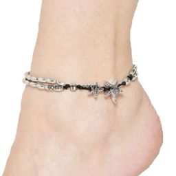 Oomph Black Thread Silver Star Beads Bohemian Fashion Anklet-39
