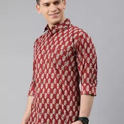 MILLENNIAL MEN Men Maroon & Off-White Regular Fit Printed Casual Shirt-picture-7