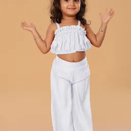 The Mini Trunk Girls Shoulder Straps Top With Palazzo-image-88