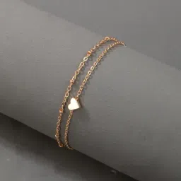OOMPH Delicate Multi Layered Gold-Tone Heart Fashion Anklet for Women-image-68