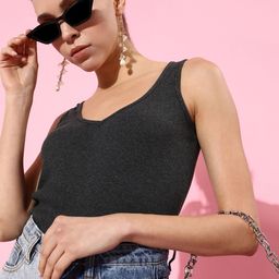 Dressberry Basics Women Beautiful Charcoal Solid Bra Top and Vest-17