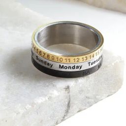 YouBella Silver-Plated Golden & Black Engraved Band Rings for Men-20