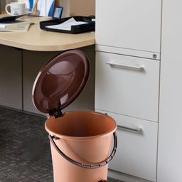 Kuber Industries Coffee-Brown 2 Pieces Pedal Dustbins With Handle- 5 L Each-81
