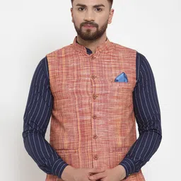 KLOTTHE Men Orange Woven-Design Nehru Jacket-picture-41
