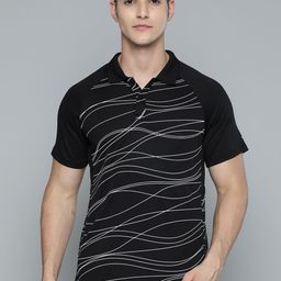 Alcis Men Black & White Striped Polo Collar T-shirt-image-39