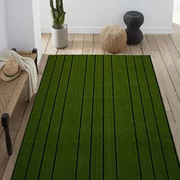 Saral Home Green & Black Striped Carpet-27