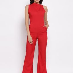 iki chic Red Solid Basic Jumpsuit-22