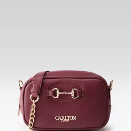 Carlton London Red Textured Sling Bag-image-1