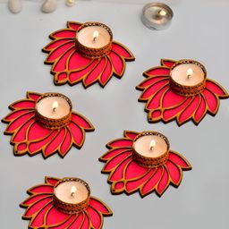 Aapno Rajasthan 5-Pc Pink Lotus Diyas-image-68