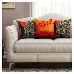 Sej By Nisha Gupta Abstract Premium 16 By 16 Cushion Covers Pack Of 3 - Multicolor-image-15