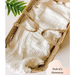 Elementary 100% Organic Cotton Muslin Swaddle Wraps Print Set of 3 - White-image-17