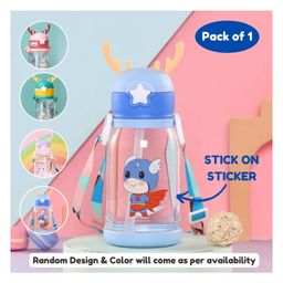 Puchku Water Bottle Sipper for Kids Cute Plastic School Sports Bottle for Girls Boys BPA Free Bottle - 500 ml (Random Design & Color)-picture-28