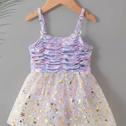 Kookie Kids Sleeveless Frock Style Swim Suit Sequined Design - Purple-picture-41