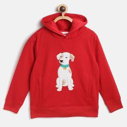 Cherry Crumble By Nitt Hyman Full Sleeves Dog Detailed Hooded Sweatshirt - Red-picture-21