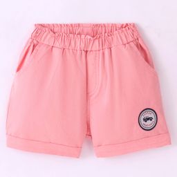 Ollypop Cotton Above Knee Length Solid Shorts - Peach-picture-47