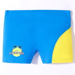 LOBSTER  Swimming Shorts with Text Print - Blue & Yellow-image-19