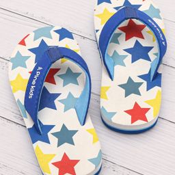Pine Kids Slip On Flip Flops With Star Print - White-picture-26