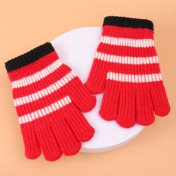 Pine Kids Pair ofWinter Gloves With Strips Design - Red-image-98