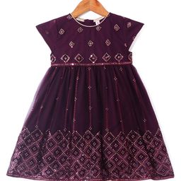 BABYHUG GIRLS SHORT SLEEVE NET EMBROIDERED ETHNIC DRESS18-24MMAGENTA-image-56