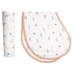 Masilo Swaddle & Burp Cloth Bib - Sea Breeze-image-3