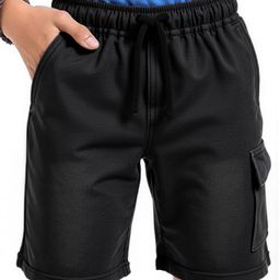 Pine Kids Woven Knee Length Solid Shorts - Black-picture-8