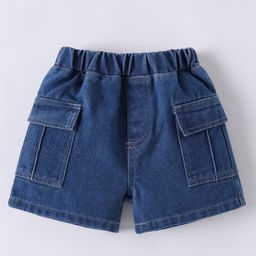 Mark & Mia Denim Solid Color Washed Shorts with Cargo Pocket - Navy Blue-image-67