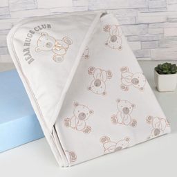 Zero Interlock Knit Hooded Towel With Bear Print L 80.5 x B 80 cm - Grey-image-21