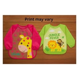 Badal Kidz Long Sleeve Bibs, Waterproof Baby Bibs, Toddler Sleeved Bib, Baby Smock for Eating Feeding, 6-24 Months - Green & Pink-image-39