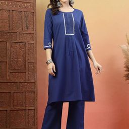Anouk Rustic Women Regular Pure Cotton Kurta with Trousers-picture-15