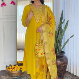 Moda Rapido Ethnic Motifs Embroidered Kurta with Trousers & Dupatta-picture-40