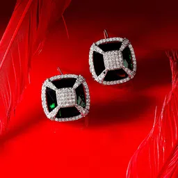 Priyaasi Silver-Plated American Diamond Stone Studded Contemporary Studs-15