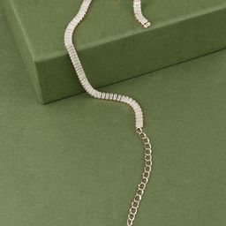 AMI Rose Gold-Plated Cubic Zirconia-Studded Necklace & Earring Jewellery Set-image-61