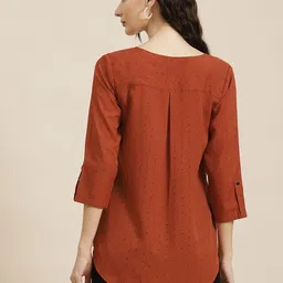 Qurvii Rust Crepe Regular Longline Top image 4