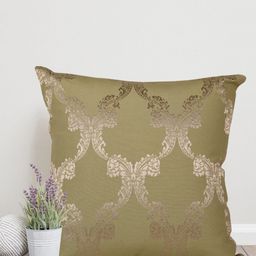 Home Green & Gold Toned Ethnic Motifs Cotton Square Cushion Covers-image-76
