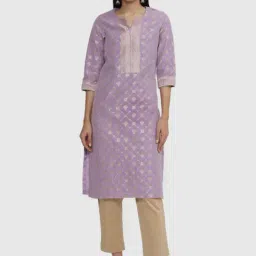 Biba Lilac Woven Pattern Straight Kurta-image-52