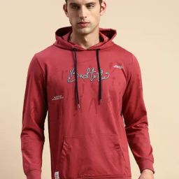 SHOWOFF Rose Cotton Slim Fit Printed Hooded Sweatshirt-image-48