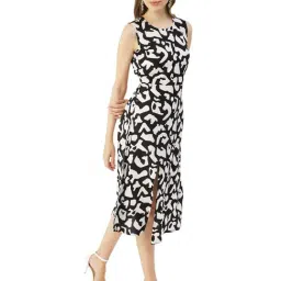 Moomaya Black & White Printed A Line Dress-picture-30